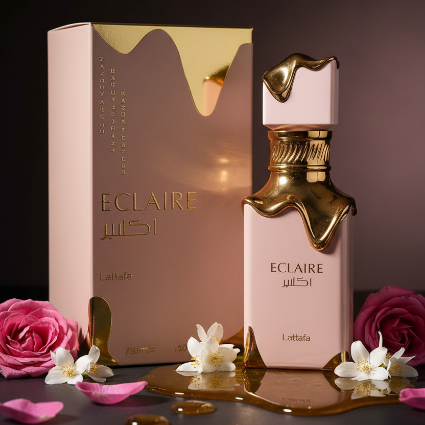Lattafa Eclaire Eau de Parfum femme 100 ml, parfum gourmand au caramel et à la vanille
