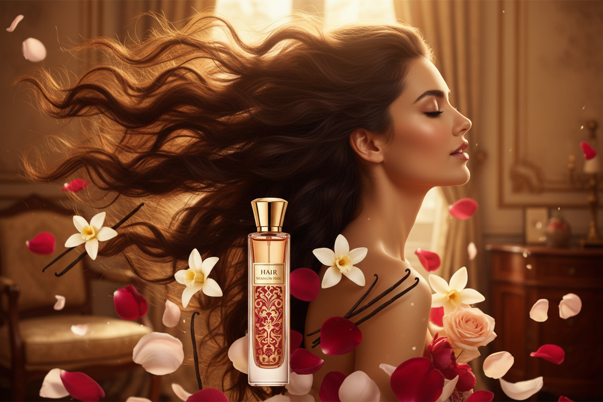 Application d’une brume parfumée conçue pour les cheveux