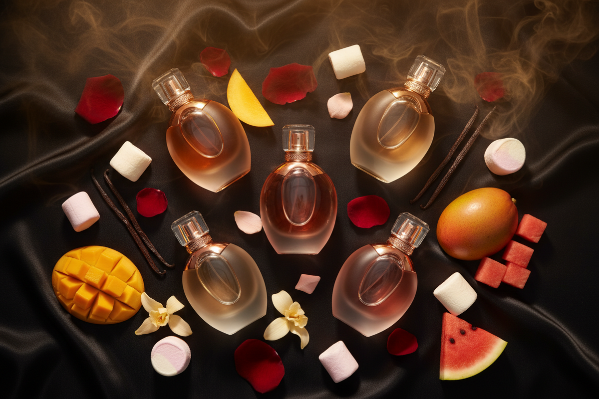 Sélection de parfums gourmands pour femme aux profils vanillés, fruités et sucrés