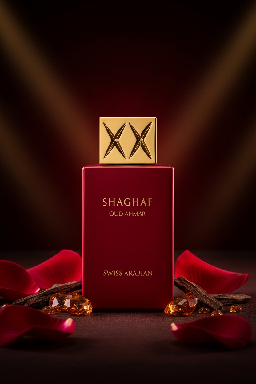 Parfum oud rouge luxe unisexe Swiss Arabian Shaghaf Oud Ahmar 75ml – Eau de Parfum oriental Dubai longue tenue