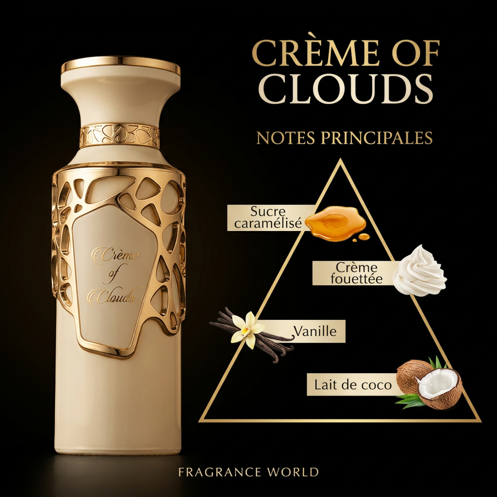 Notes principales Crème of Clouds : sucre caramélisé, crème fouettée, vanille et lait de coco