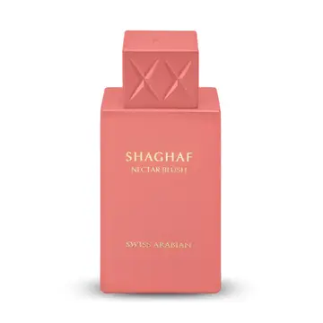 Swiss Arabian Shaghaf Nectar Blush Eau de Parfum féminin – floral fruité rose pêche flacon corail matelassé