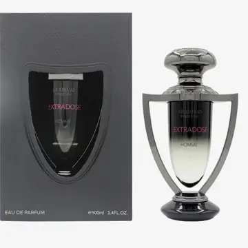 Arabiyat Prestige Extradose Homme EDP 100ml – flacon trophée chrome argenté bouchon argent coffret bouclier anthracite
