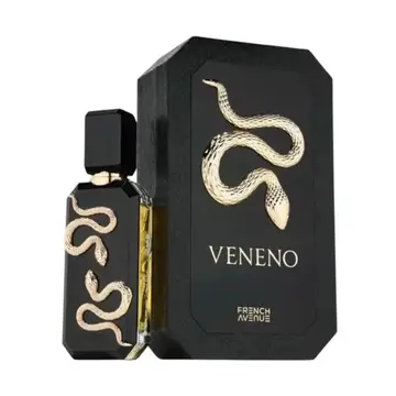 French Avenue Veneno EDP 100ml – flacon noir mat octogonal serpent doré sculpté coffret noir serpent doré monumental