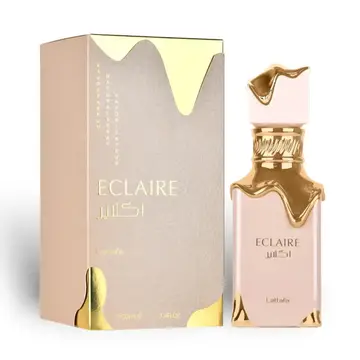 Lattafa Eclaire 100ml - Flacon rose poudré aux coulures dorées