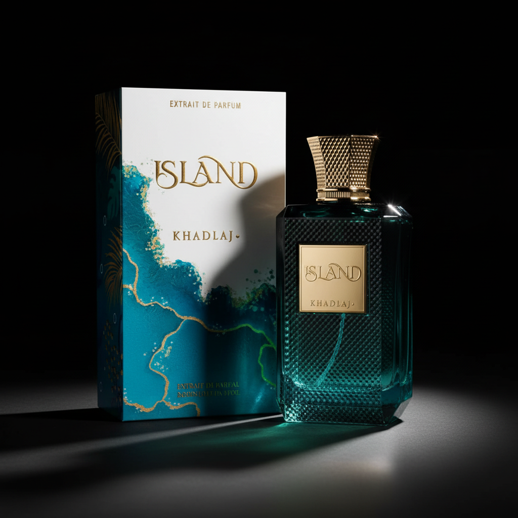 Khadlaj Island Extrait de Parfum cinématographique fond noir
