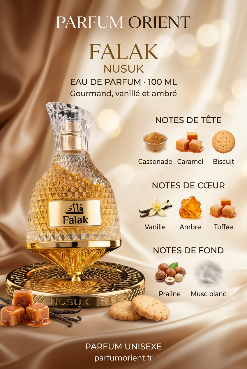 Nusuk Falak, eau de parfum gourmande disponible chez Parfum Orient