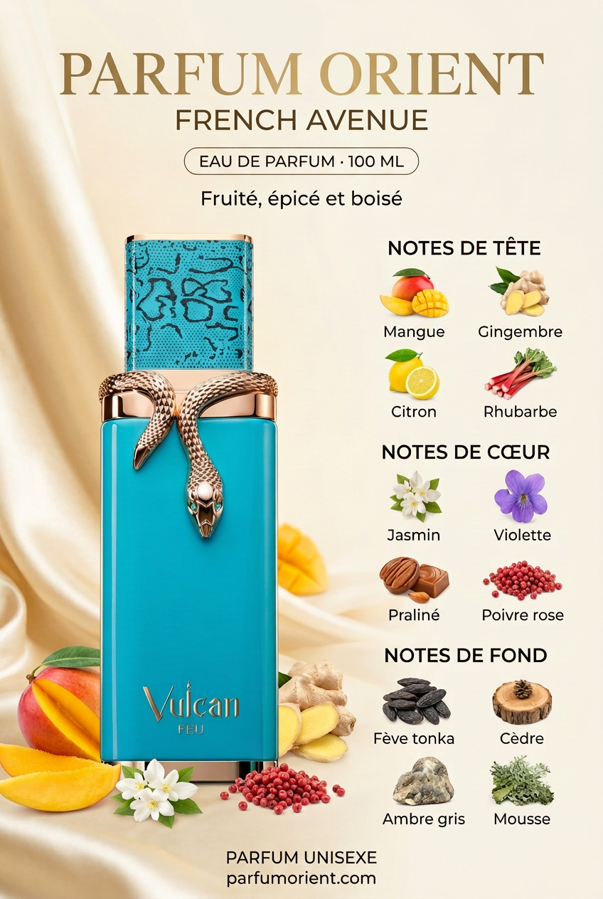 French Avenue Vulcan Feu, eau de parfum unisexe disponible chez Parfum Orient